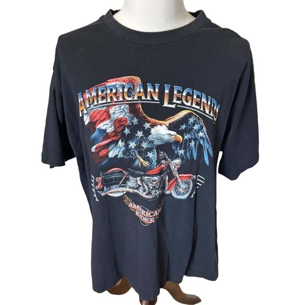 American Legends Motorcycle Eagle Graphic T-Shirt Size 2XL Black